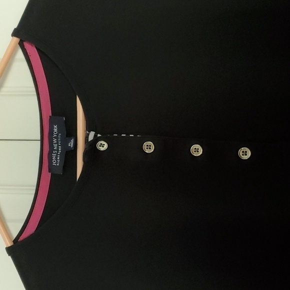 Jones New York Signature Petites Black 3/4 Sleeve Top Size PL - Picture 2 of 7